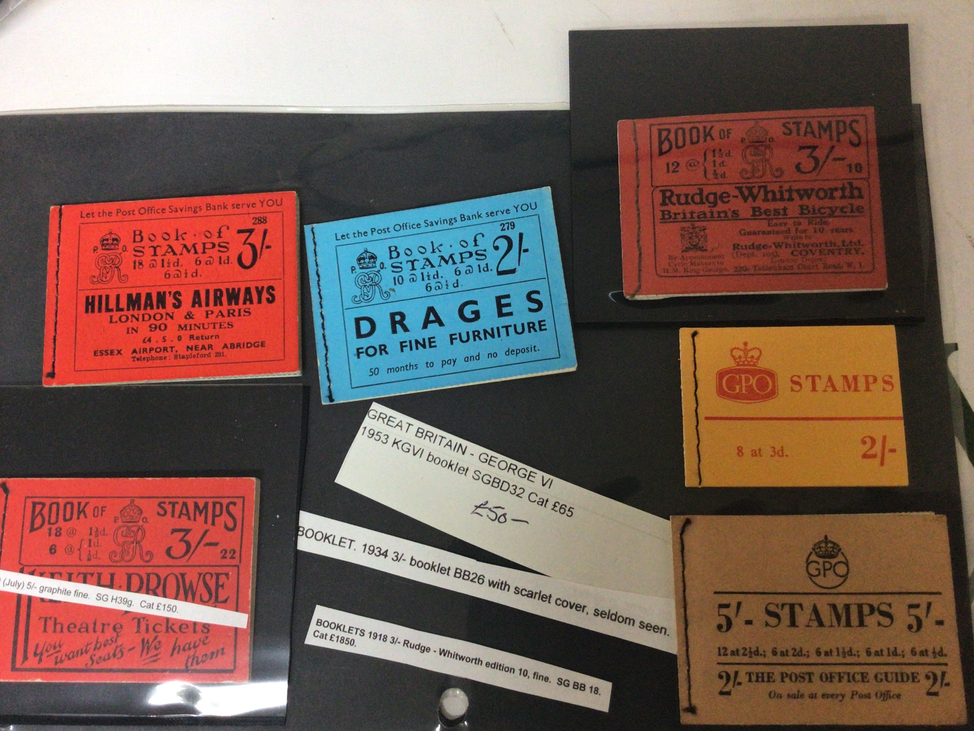 A collection of rare Books of Stamps booklets in extremely good condition including a rare Rudge Whitworth edition George V and others (6)