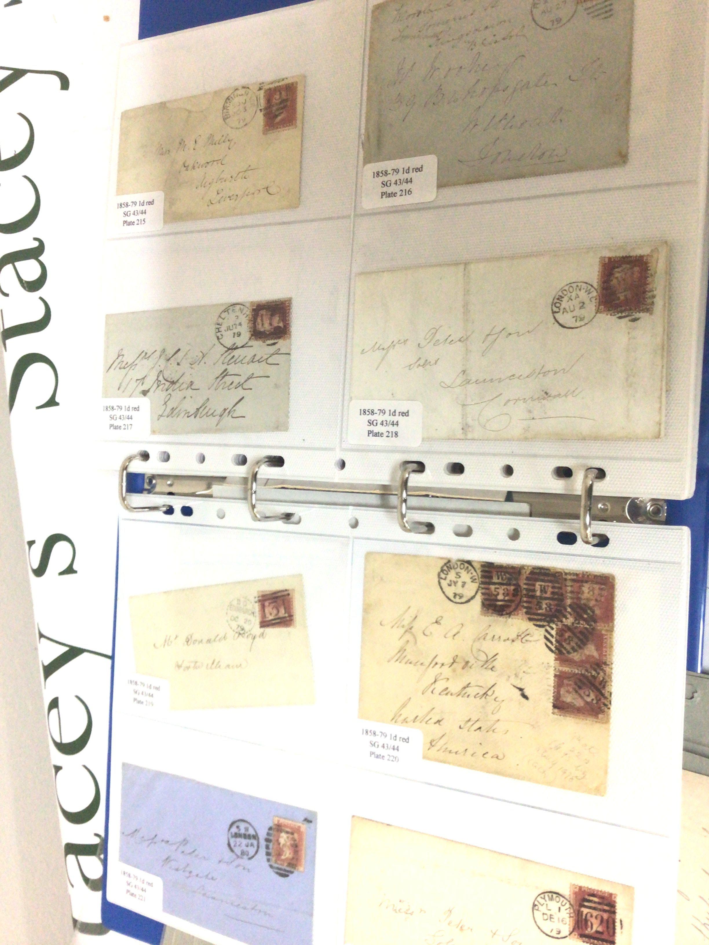 A very well presented album containing numerous good examples of Penny reds and later postal covers many with SG references approximately 150 covers various other postal covers some loose sheets of used Victorian and later stamps.