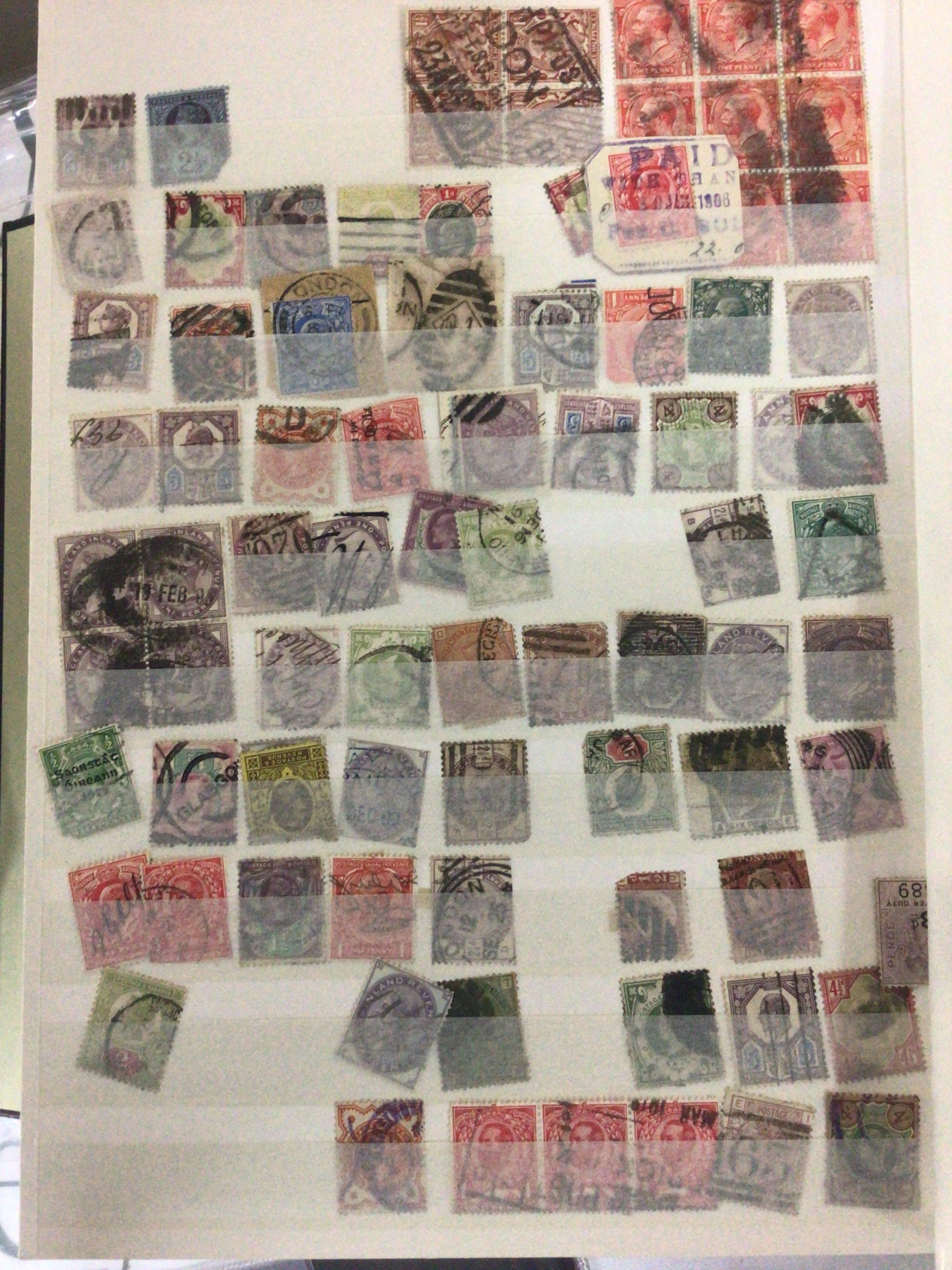 A Great Britain Album of Mixed stamps including used Victorian stamps Edward VII some used blocks several pages of good examples of Victorian Penny reds and later stamps Elizabeth II used and unused.