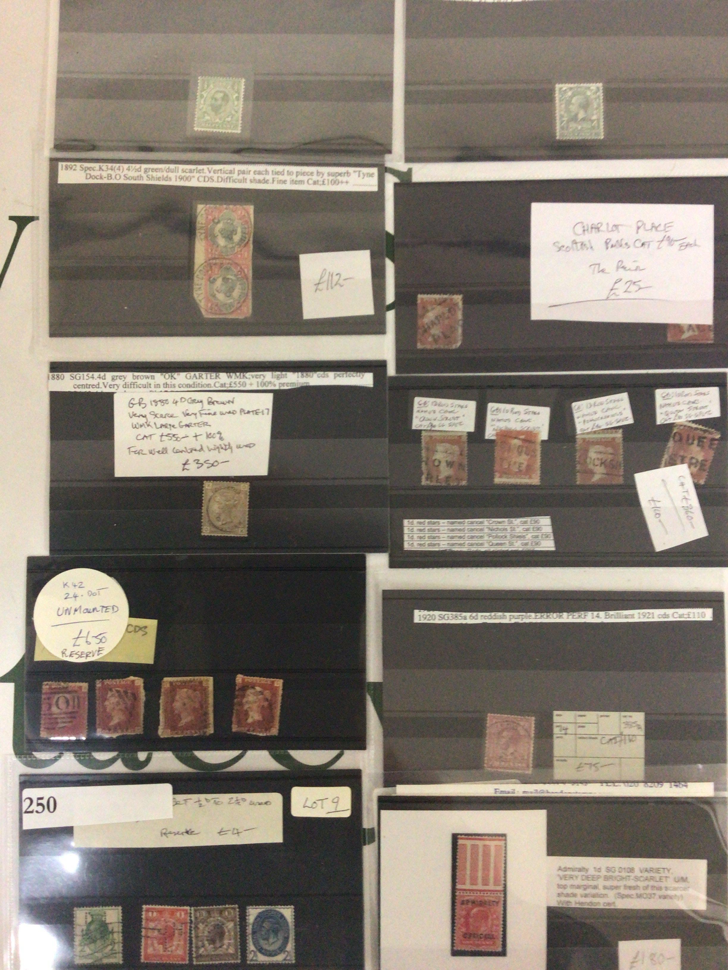 PLEASE NOTE WE HAVE REMOVED TWO CERTIFICATES OF AUTHENTICITY FROM THIS LOT WHICH BELONG WITH THE TEN SHILLING STAMP 3782 THE VICTORIAN ONE POUND STAMP 12172 IN LOT 2216. A Collection of Victorian Edward VII and George V stamps good examples well presented many with Stanley Gibions reference and catalogue values. Including 1880 scares SG154 4d stamp catalogue value&#2013266275550 and many others including a Victorian pound in a sealed plastic slip.