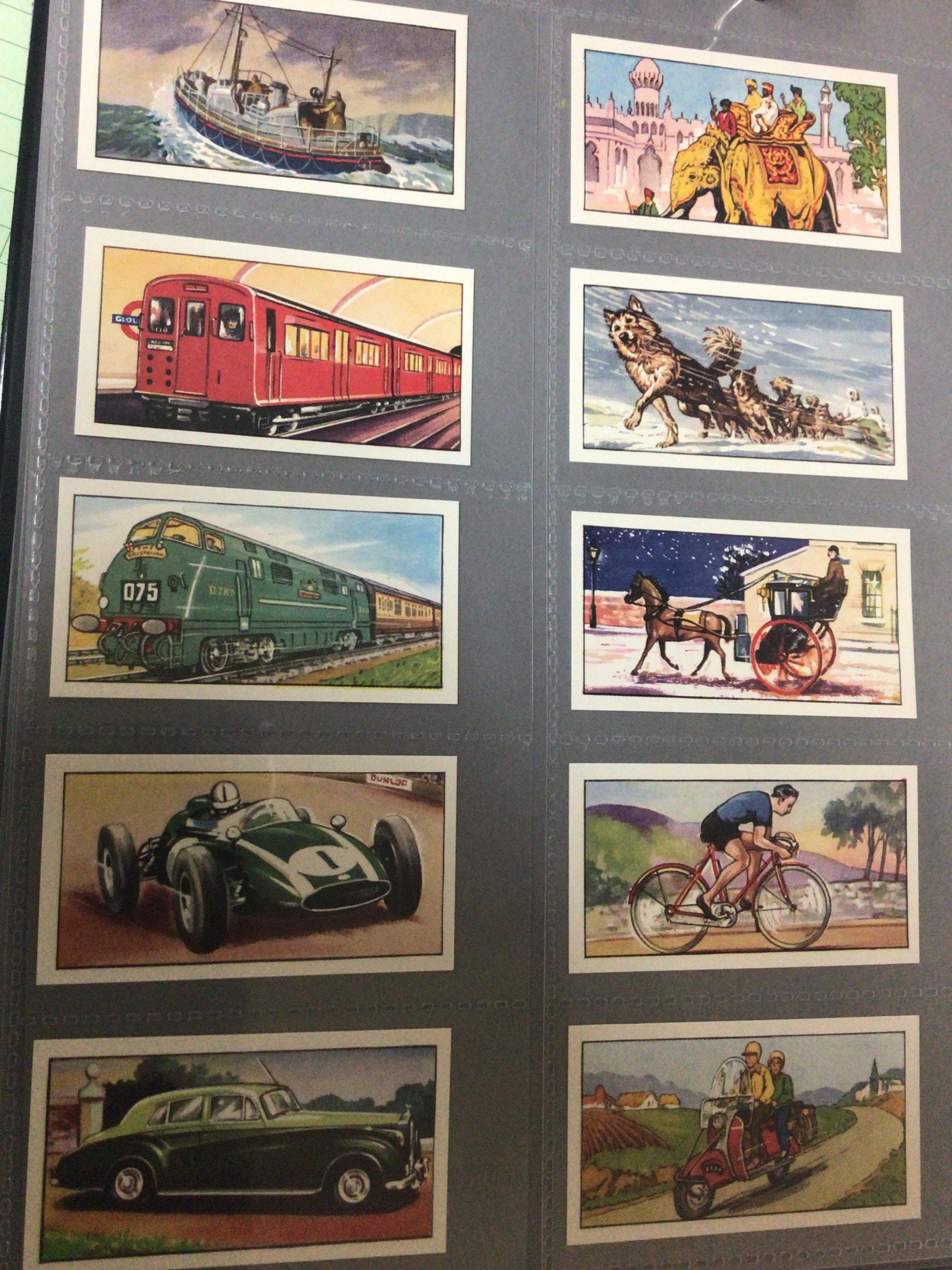 Five well presented albums containing cigarette and other collectors cards. Tea cards travel through the ages large size Wills cigarettes Vintage Cinema Artistes Z cars Ogdens Foreign birds and many others.