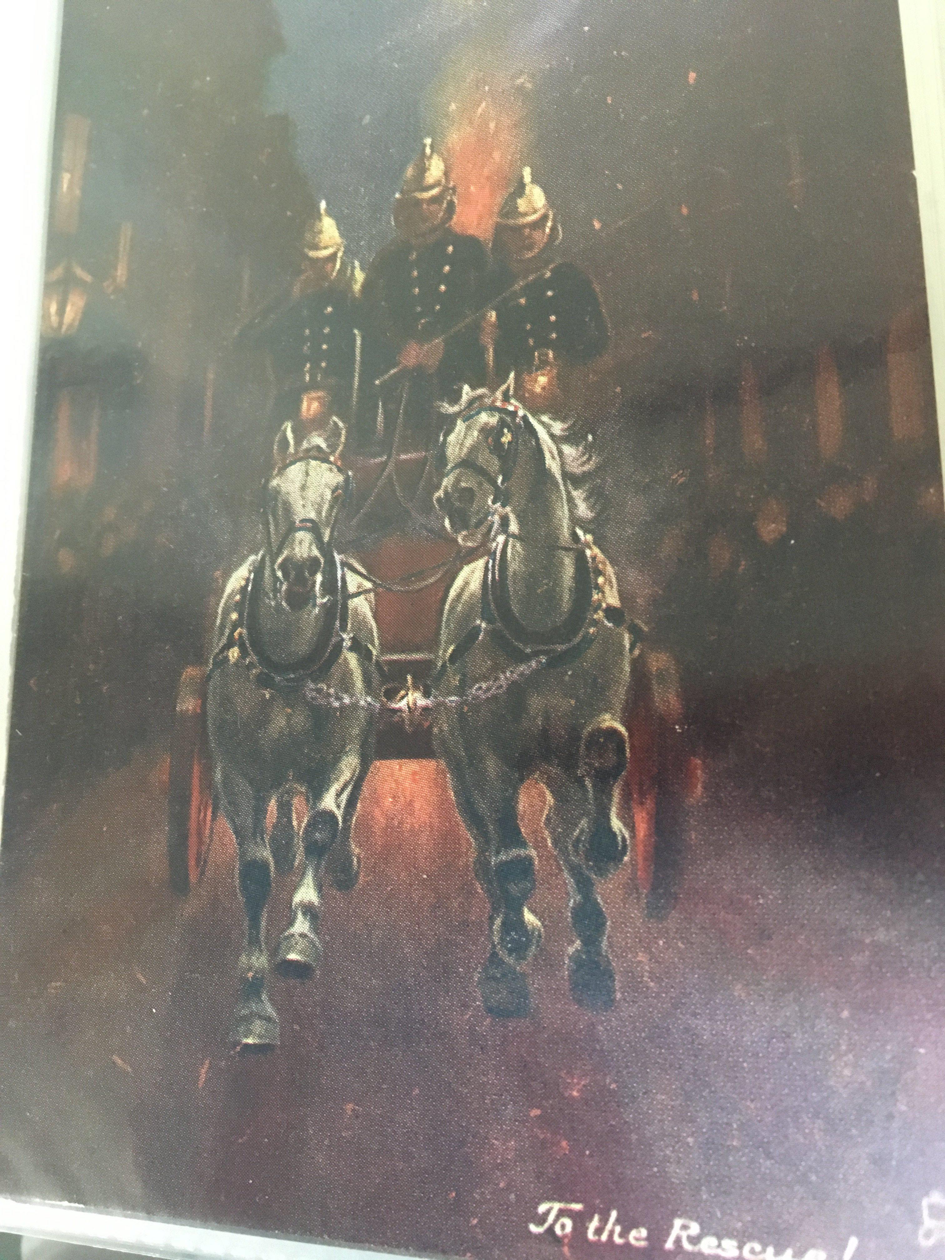 A box containing vintage cigarette cards first day covers Vintage postcards including Themed Tuck cards Police Fireman street scenes. other ephemera playing cards etc ..