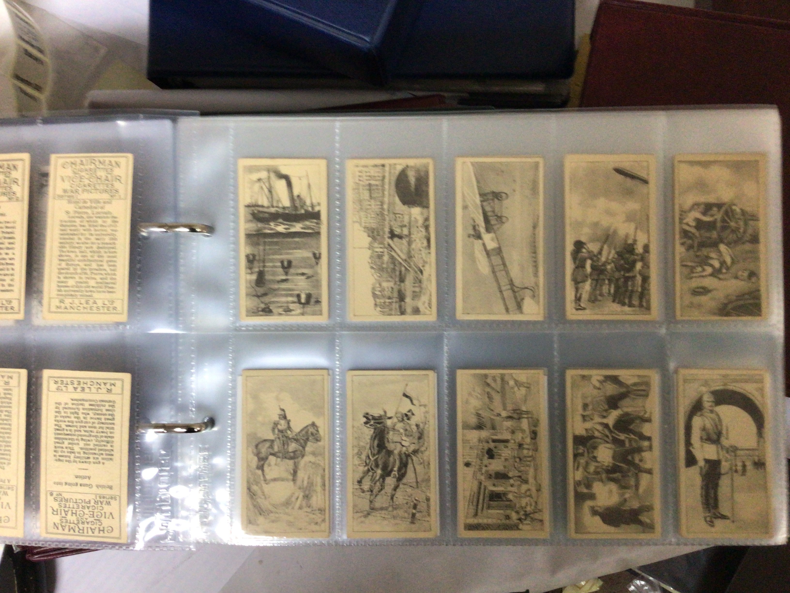 Six well presented albums of Vintage cigarette and some tea cards cards including Gallaher Sports Personalitys Ogdens Champions of 1936 Chairman cigarettes war pictures British war leaders and numerous other sets of cards. (6)