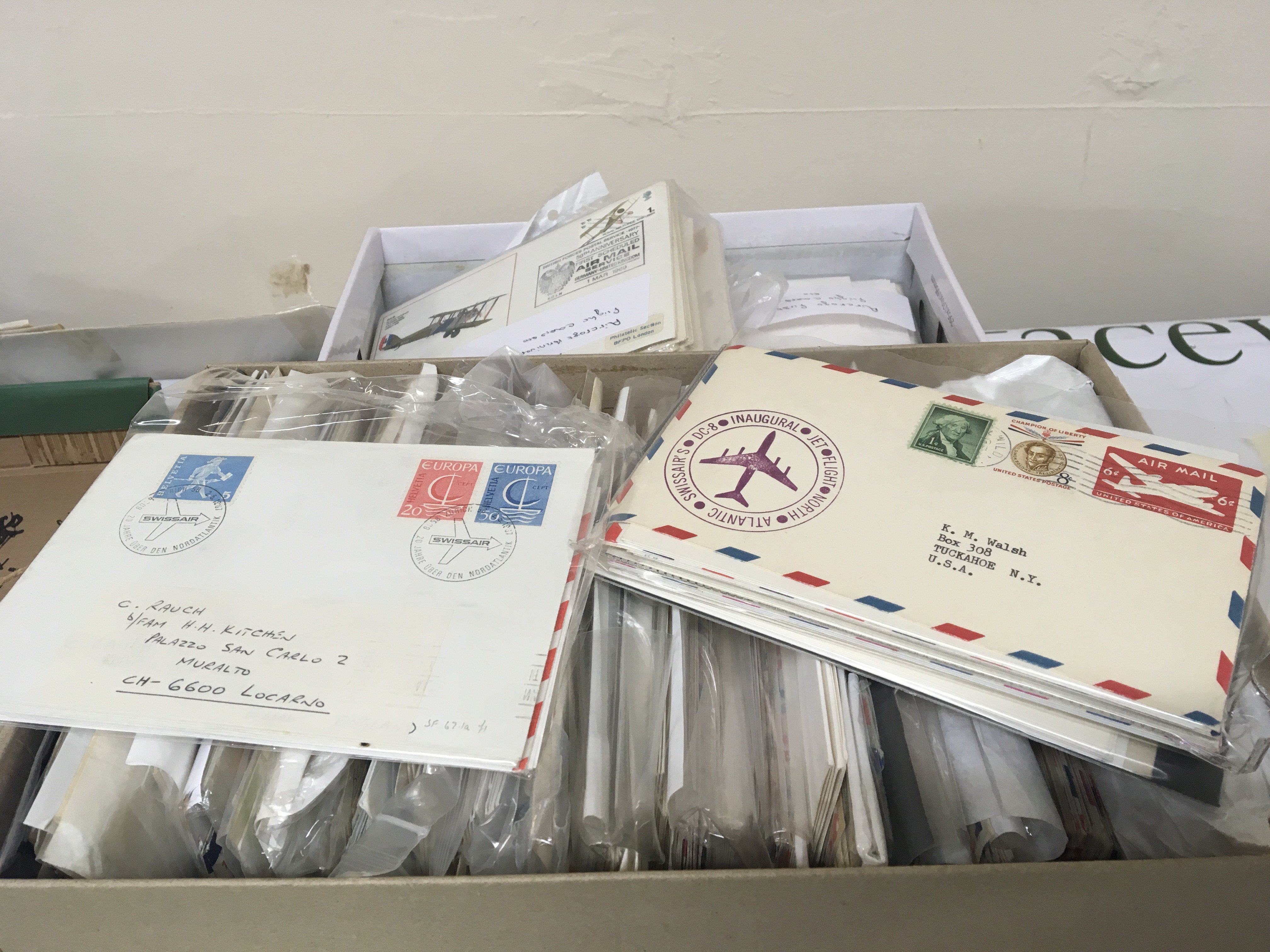 Two boxes containing Aviation postal covers and first issue covers (2)