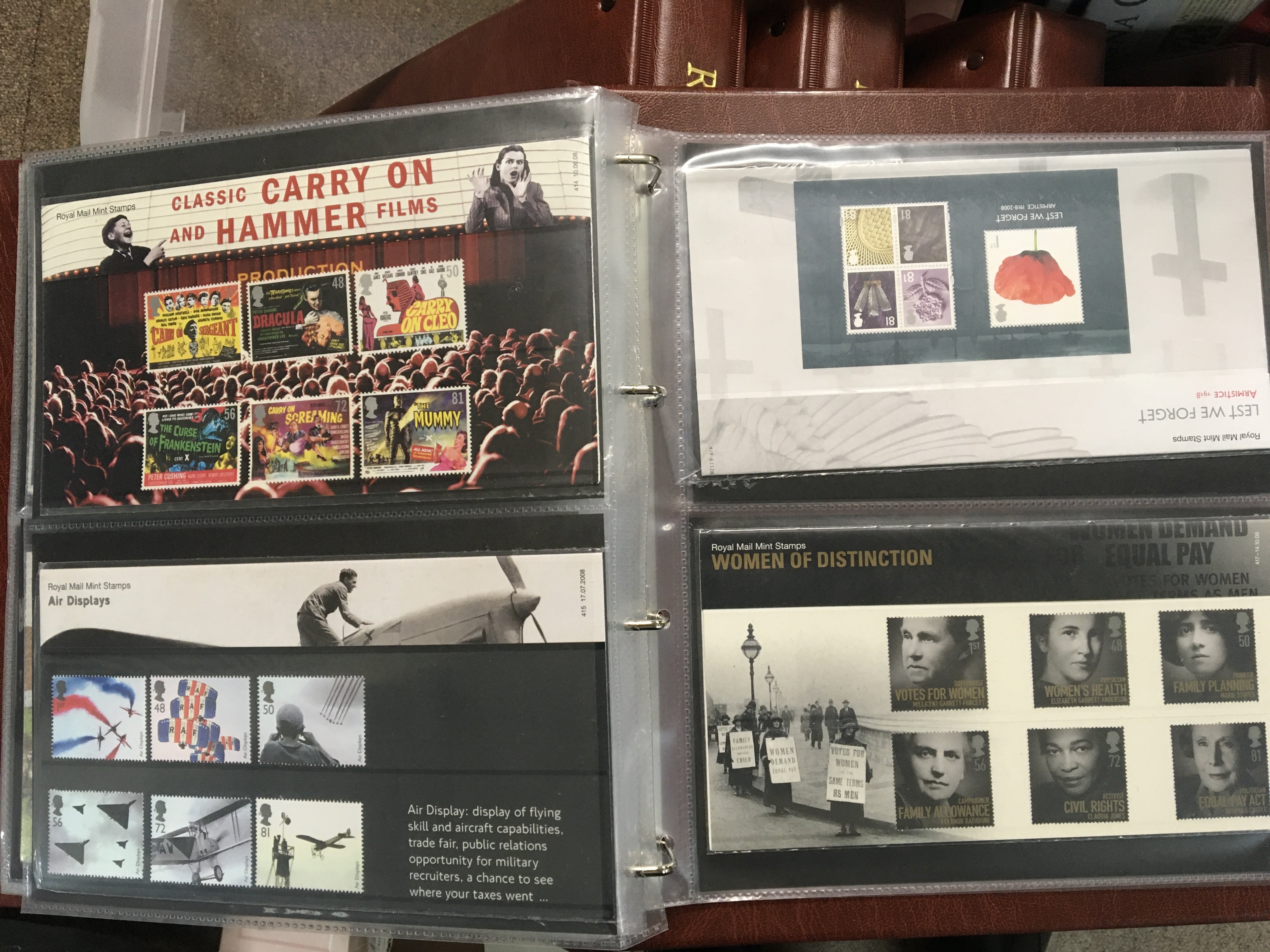 Five albums containing well presented British Pictorial Presentation Stamp packs each album with approximately 50+ covers and some loose covers.