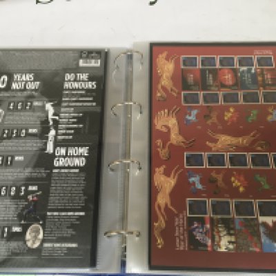 An album containing British Royal Mail Pictorial First Class stamp sheets each illustrated sheet with ten stamps all mint condition unused approximately 30+ sheets.