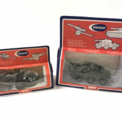 Two boxed crescent army diecast vehicles. No reserve.