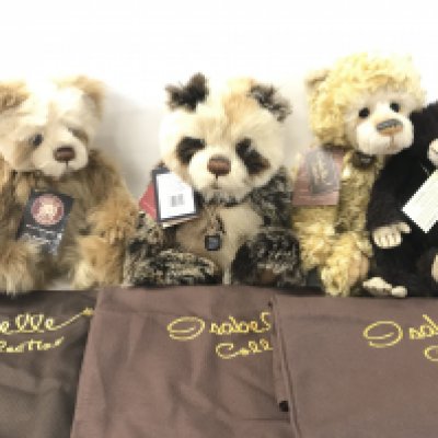 4 Charlie Bears for the Isabelle Collection. A Anniversary Isabelle. A Anniversary Woody and Bannas And Custard. All WithTags and Bags.(3).