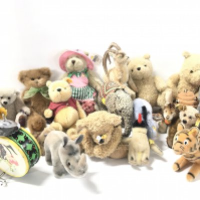 A Collection of Various Teddy Bears Including Steiff.