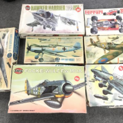 A Collection of Large Scale Model Kits By Airfix And Tamiya.boxes in various states.