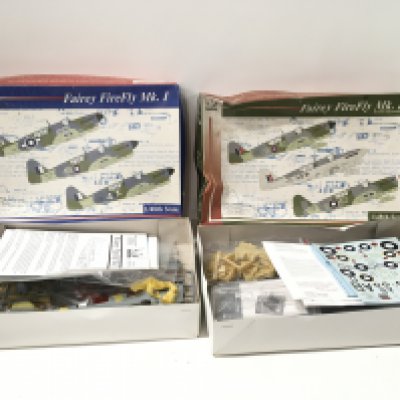 2x boxed model aircraft kits by Grand Phoenix . Both are Fairey Firefly Mk1 ..one has radar fitted. One appears started but unglued. No reserve
