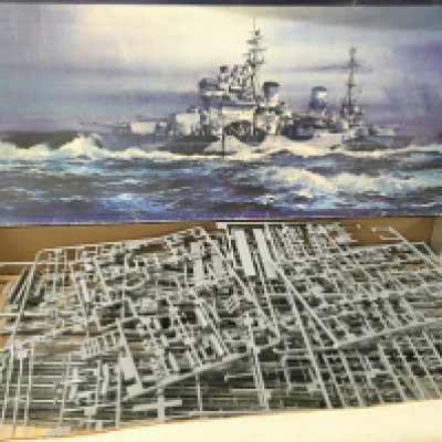 3x boxed warship model kits includes Cruiser HMS KING GEORGE V by Heller..incomplete.. Battleship HMS PRINCE OF WALES. by Tamiya..started&hellip;.Battleship. USS MISSOURI by Revell. No reserve. (3)