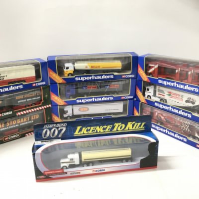 A collection of boxed model diecast commercial articulated vehicles by Corgi in the Superhaulers series ..Eddie Stobart and a 007 themed tanker. No reserve (2)
