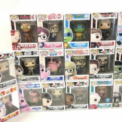 A collection of 17 boxed Funko Pop figures.
