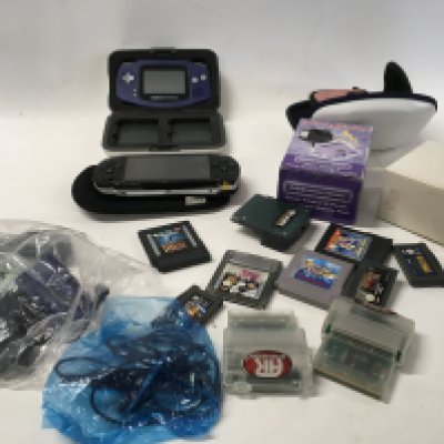 A Gameboy advance and PSP plus games and accessories.