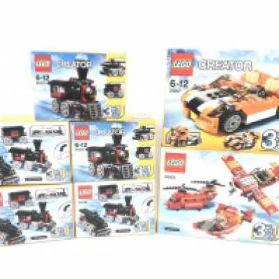 5 X Boxed And Sealed Lego Emerald Express. a Lego Creator Sunset Speeder #31017 and A Red Rotors #31003.