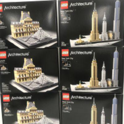 6 X Boxed And Sealed Lego Architecture Sets Louvre #21024 and New York City Skyline #21028.
