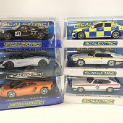 6 X Boxed Scalextric Cars. A Lotus Evora. A McLaren 720S. A Lamborghini Aventador LP 700-4. A BMW 330i M- Sport. A Kaguar XJ-S And A Ford Capri MKIII.