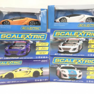 6 X Boxed Scalextric Cars. Including 3 X GT Lightnings. A McLaren 12C GT3 And 2 X Lamborghini Centenarios.