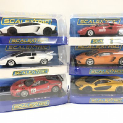 6 Boxed Scalextric Cars. 4 X Lamborghinis. A Ferrari F430 And A McLaren P1.