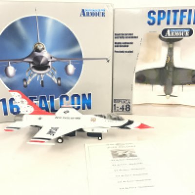 A Boxed Collection Armour F16 Falcon and a Spitfire Both 1/48 Scale. No Resrve.