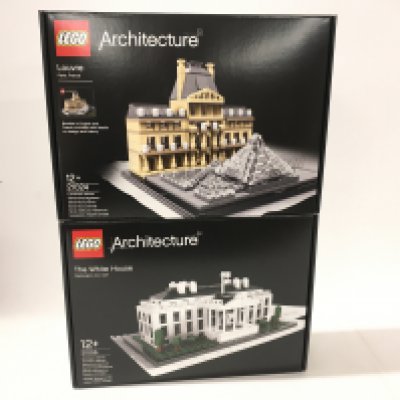 2x sealed boxed Lego Architecture sets includes #21024 Louvre. Also # 21006. The White House. No reserve.