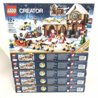 A box containing 6 boxed and sealed Lego sets. All Santas workshops 10245. No reserve.