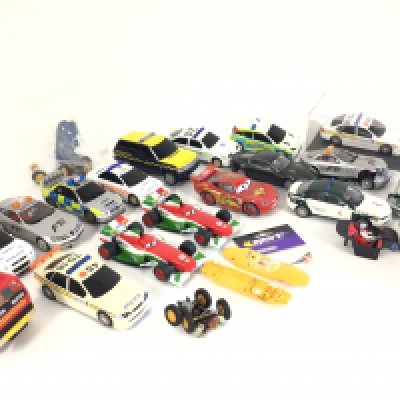 A Box Containing Scalextric Cars and Parts. Ideal For Spares And Repairs.
