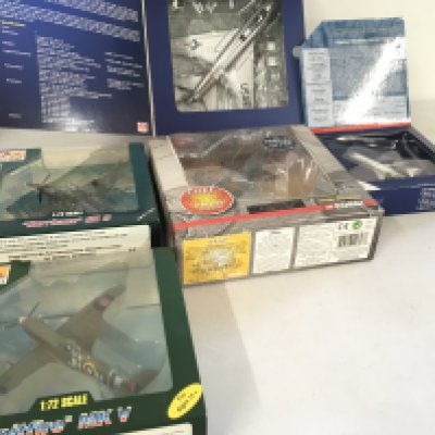 A collection of 5 presentation boxed model aircraft by Corgi..HobbyMaster..Gemini Jets and Easy Model. 4 military themed one civil theme.