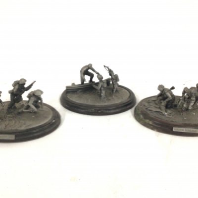 A Collection of 3 pieces of Pewter sculptures by Danbury Mint from THE HEROES OF WORLD WAR 11 series..features. Arnhem 1944..D Day 1944 and Dunkirk.