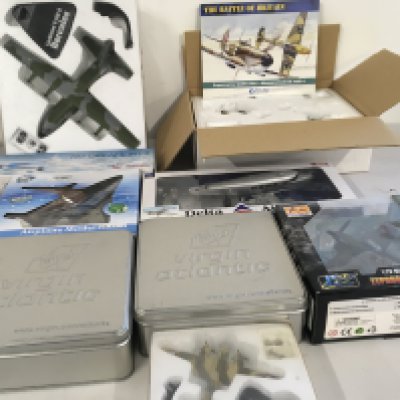 A collection of model aircraft both military and civil in original packaging.