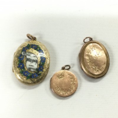 Three lockets including gold plated examples. Shipping category A.