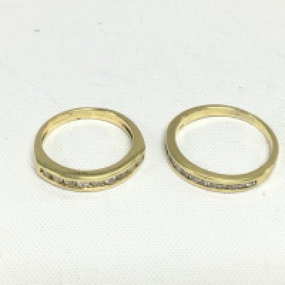 Two 18ct gold half hoop diamond rings, approx total weight 5g, approx sizes I and L. Shipping category A.
