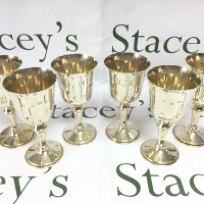 Six silver goblets, Birmingham hallmarks. Shipping category B.
