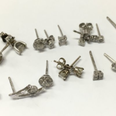 9ct white gold diamond stone stud earrings , 6.1g total weight. Postage category A