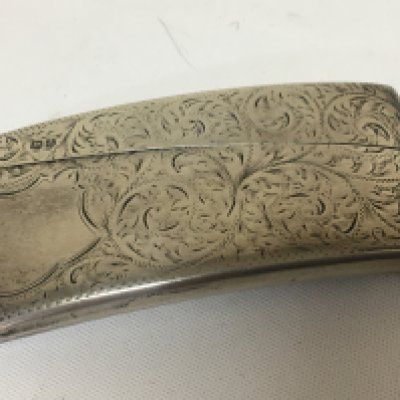 A Nice Example of an Edwardian Silver Card case with engraved scroll pattern Chester Hallmarks.