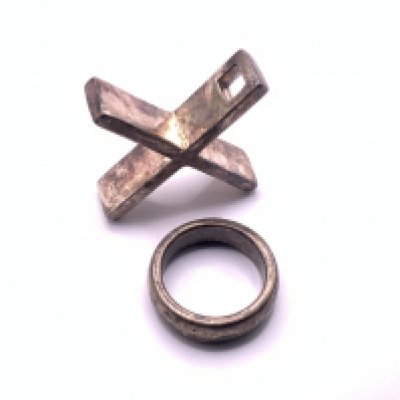 A substantial hallmarked silver cross pendant together with a sterling silver ring. (A)