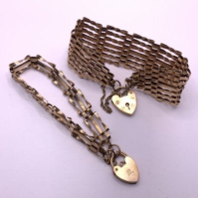 2 9ct gold gate bracelets, total weight 22.16g (A)