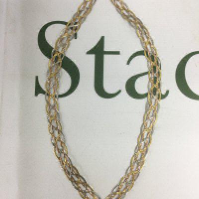 A 9ct gold tri colour necklace, approx 8g. Shipping category A.