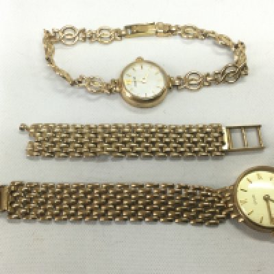 Two 9ct gold ladies watches, approx 25.9g. Shipping category A.