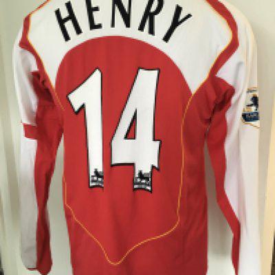 2004 - 2005 Henry Arsenal Match Worn Football Shirt: Red long sleeve number 14 with Henry to rear. Champions 2003 - 2004 badging to arms. Rare shirt from possibly the best player to grace the Premiership.