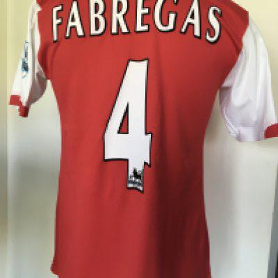 Fabregas Arsenal Match Worn Football Shirt: Red short sleeve Premier League shirt with number 4 Fabregas to rear. Premier League badging to arms.