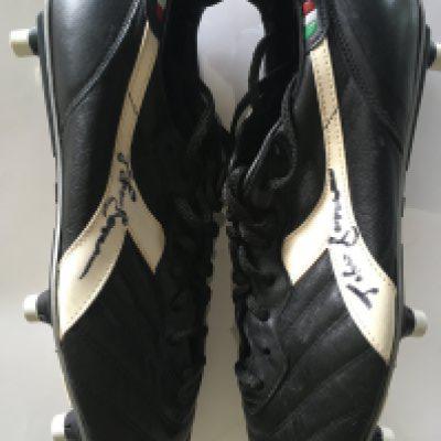 John Barnes Match Worn Signed Football Boots: Diadora with longer white studs worn by the Liverpool and England star. Signed on white stripes on both boots without dedication.