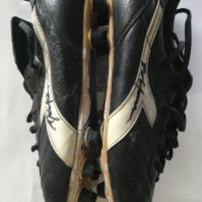 John Barnes Match Worn Signed Football Boots: Diadora with shorter rubber studs worn by the Liverpool and England star. Signed on white stripes on both boots without dedication. John informed vendor these were the boots worn in his last game for England v Finland as he got injured playing in them.