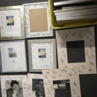 Signed Framed Mounts Of Football Teams: Im afraid we cant tell you much about these 17 framed mounts as from a deceased estate. Whilst they look genuine it is not clear what the teams are although we believe some were collected by Southend supporter of their opponents. There are also some unframed. Without lower league knowledge at least there is some useful frames. Instructions to sell.