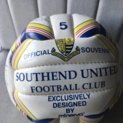 Southend United Signed Football: Official Southend Minerva football, hand signed in marker pen by Andy Rammell, Simon Royce and a further 8 of the team from 1997. Instructions to sell.