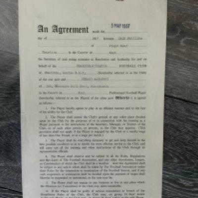 Charlton Athletic 1957/58 Football Contract: Issued and signed by Gerard McCarthy. Excellent.