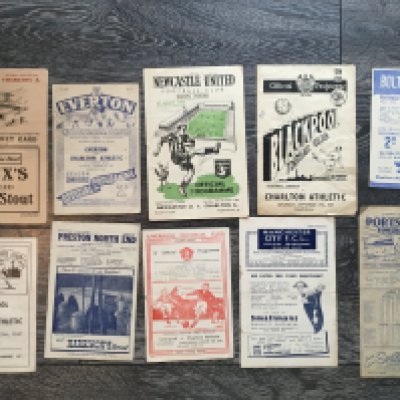 Charlton Away Football Programme Collection: Some hard to obtain in this lot to include 47/48 Bolton Blackpool, 48/49 Preston, Middlesbrough, Portsmouth, 49/50 Manchester City, Blackpool, Everton, 50/51 Newcastle, Liverpool and a further 6 up to 54/55. C/W 3 homes including 46/47 Rochdale from the great cup run. Mainly good. (19)