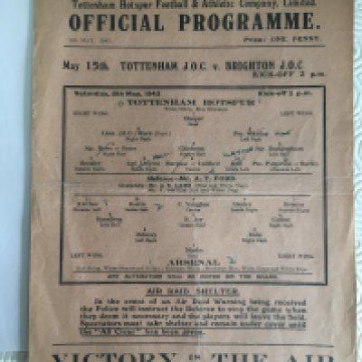 42/43 Tottenham v Arsenal Charity Football Programme: Fair/good condition single sheet charity match with team changes.