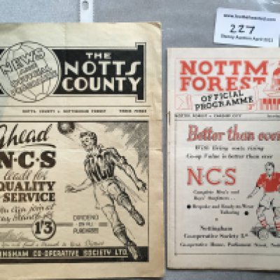 Nottingham Forest Football Programmes: Home v 51/52 Cardiff good and away v 49/50 Notts County fair. (2)